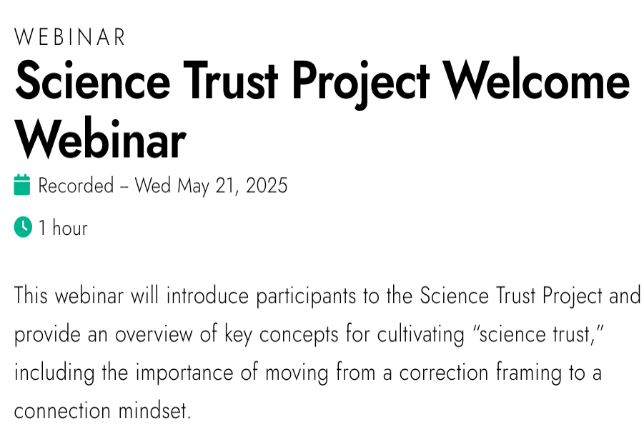 Science Webiner Science Trust Project Welcome Webinar - Coalition for Trust in Health ...
